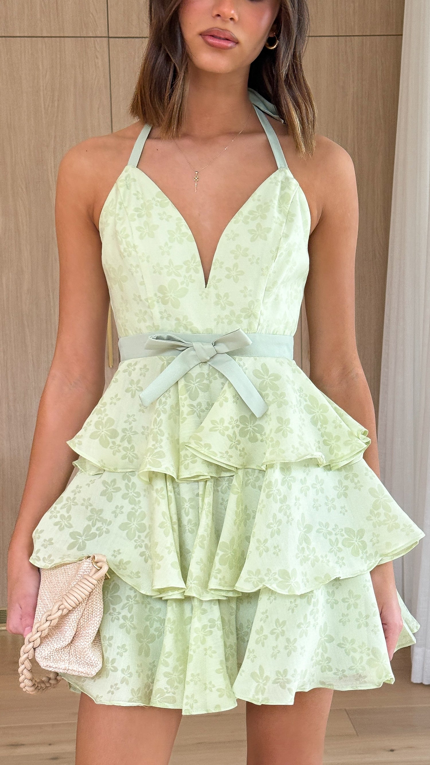 Riana Mini Dress - Lime - Billy J