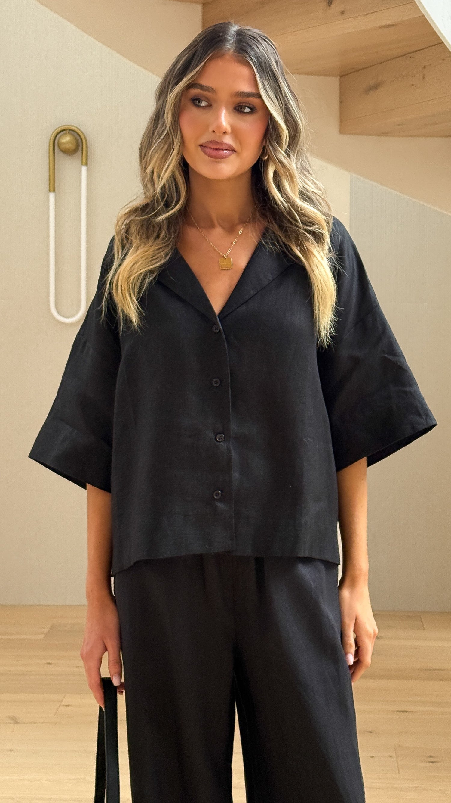 Luna Button Up Shirt - Black - Billy J