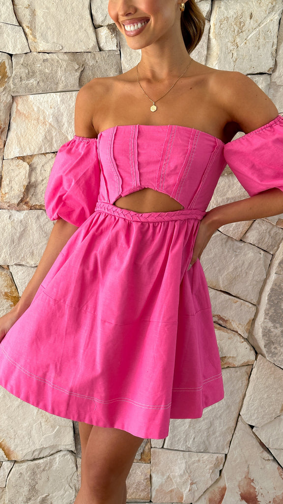 Rosa Mini Dress - Hot Pink