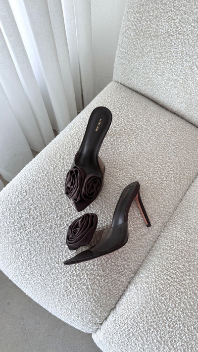 Load image into Gallery viewer, Casey Heel - Choc Satin - Billy J
