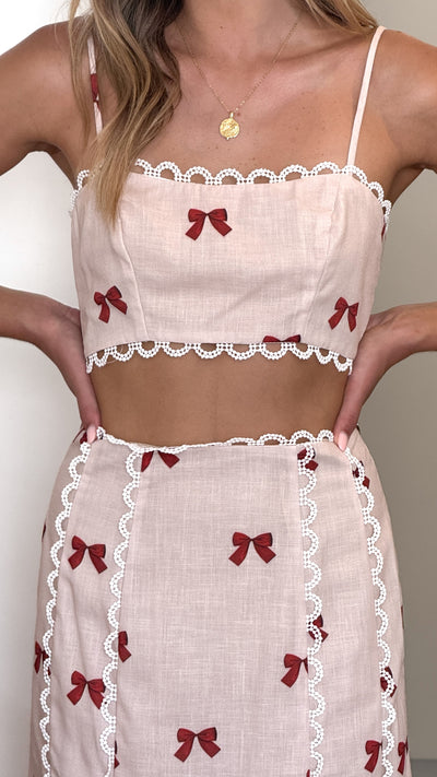 Load image into Gallery viewer, Nova Crop Top - Red Bow - Billy J
