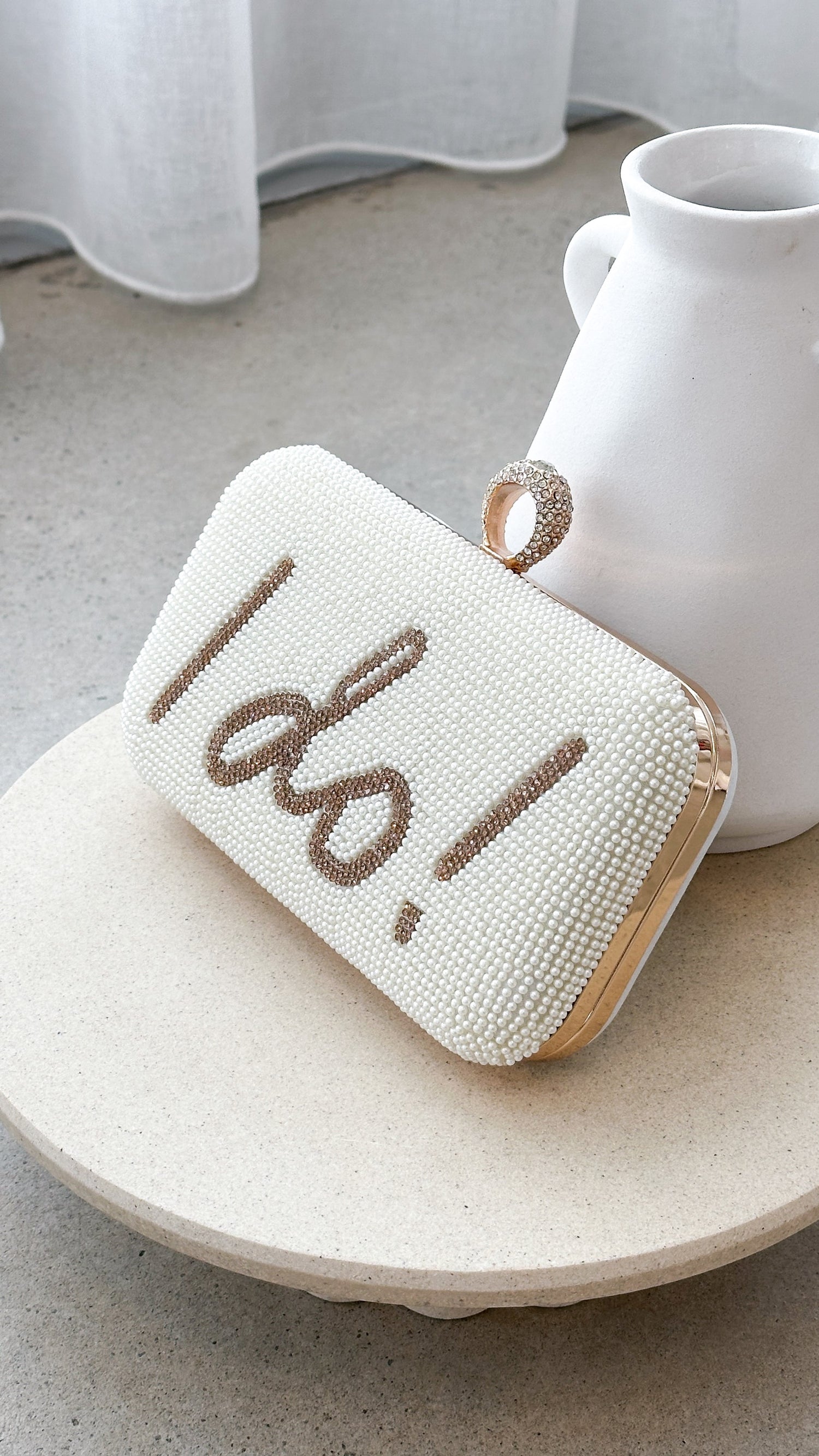 I DO Sequin Clutch - Gold/White - Billy J
