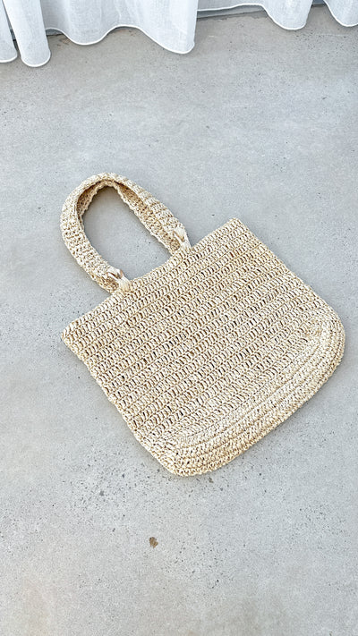 Load image into Gallery viewer, Ocean Tote Bag - Natural Raffia
