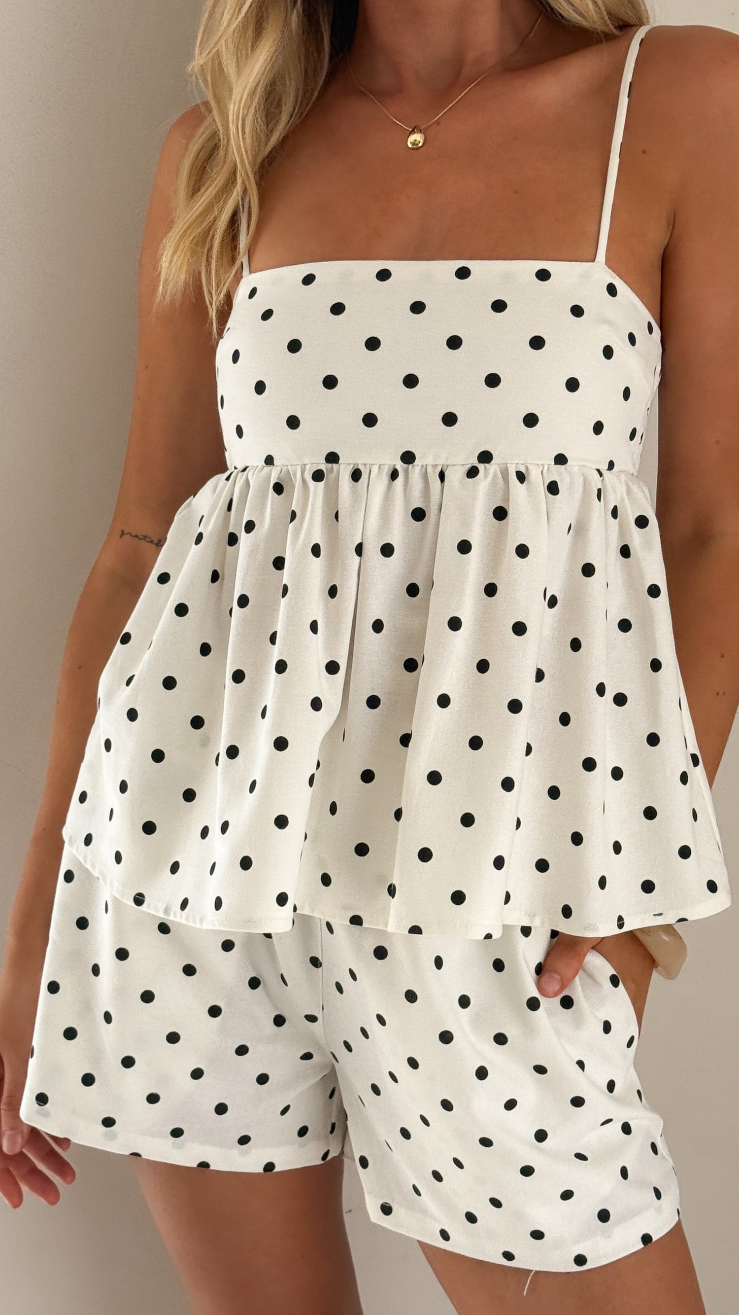 Vika Shorts - White/Black Polka Dot - Billy J