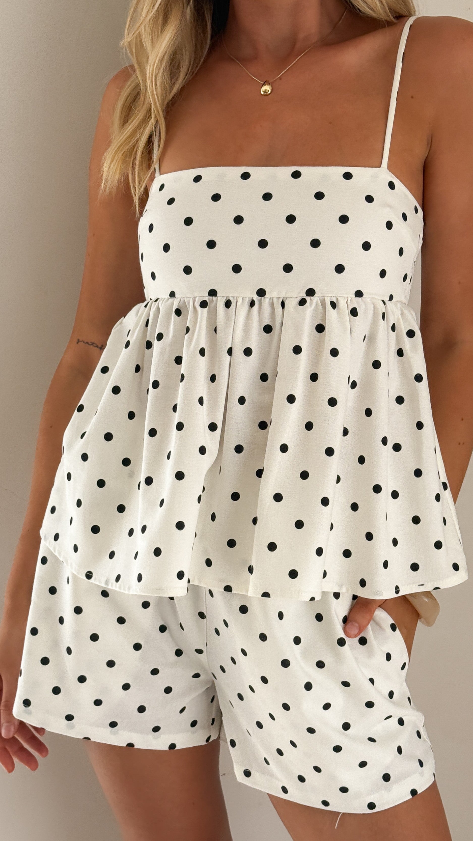 Vika Shorts - White/Black Polka Dot - Billy J