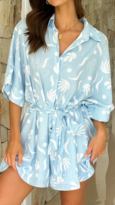 Load image into Gallery viewer, Jacquie Playsuit - Blue Shell
