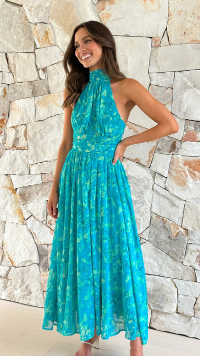 Load image into Gallery viewer, Zahava Maxi Dress - Green Floral - Billy J
