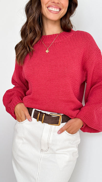 Load image into Gallery viewer, Sydney Knitted Jumper - Cherry - Billy J
