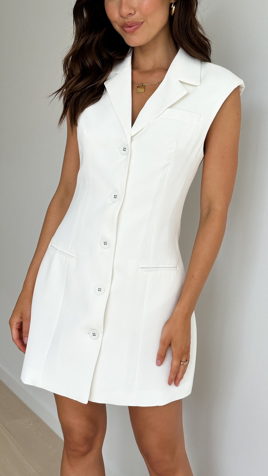 Tayli Blazer Dress - White