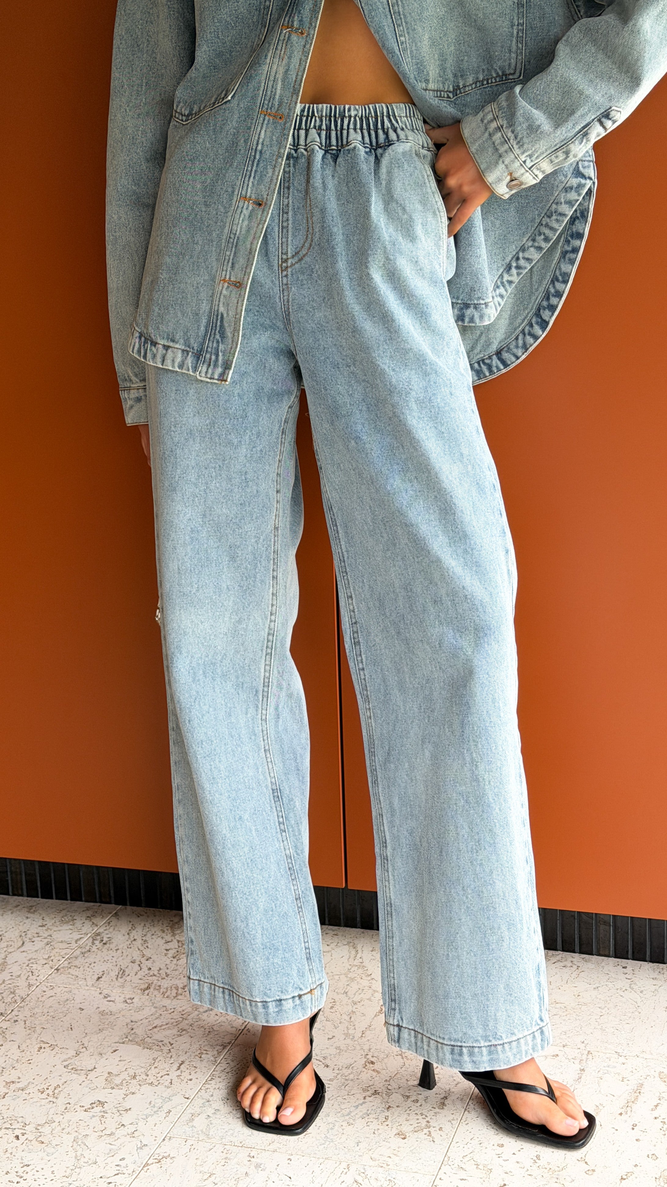Zina Denim Pants - Mid Blue - Billy J