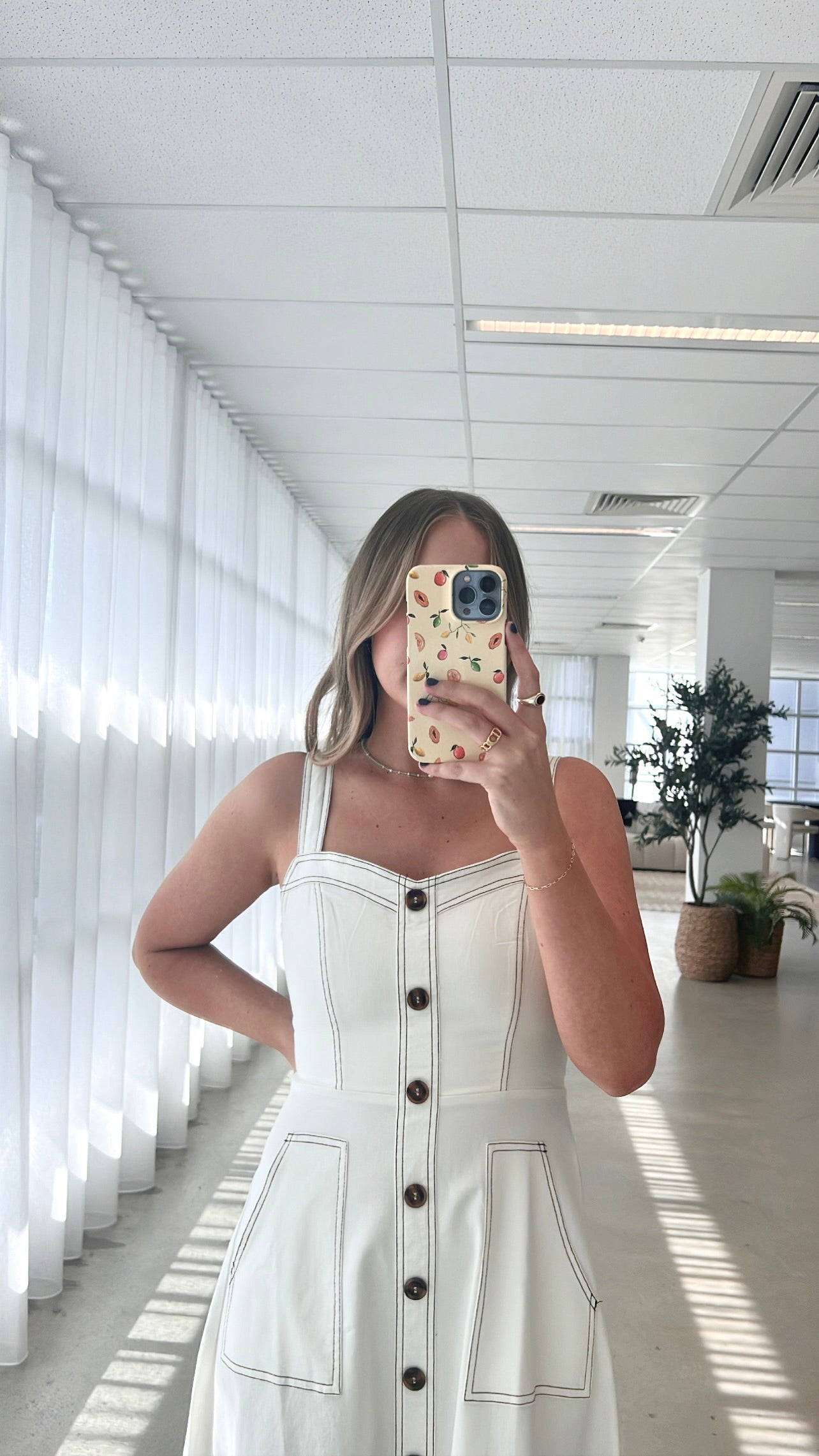 Indigo Midi Dress - White Denim - Billy J