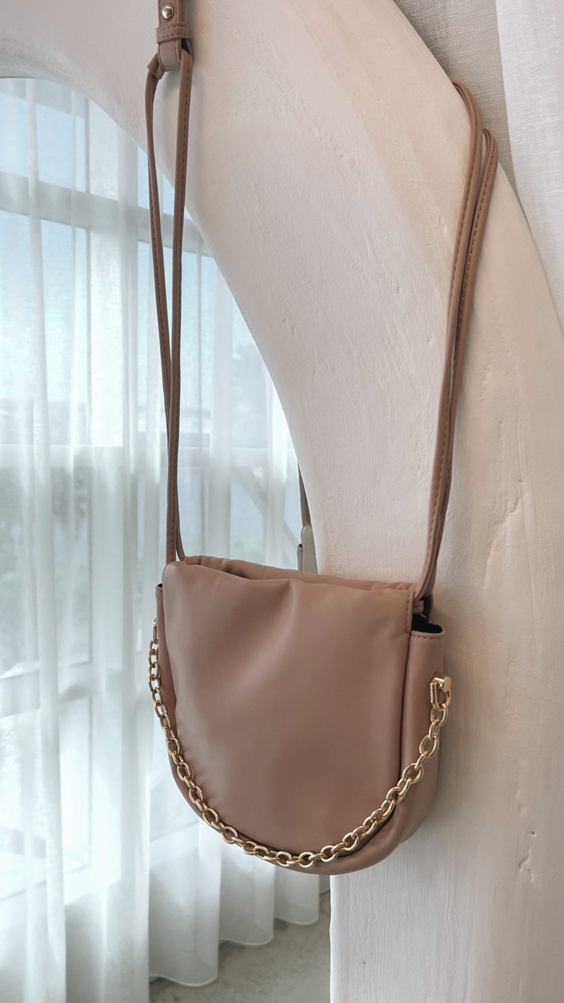 Brinley Gathered Top Crossbody Bag - Nude/Gold