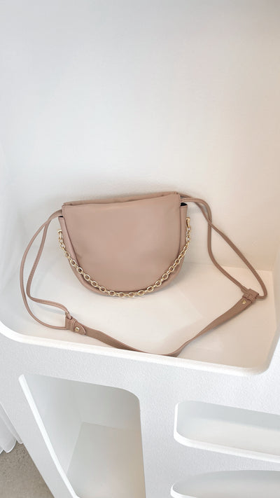 Load image into Gallery viewer, Brinley Gathered Top Crossbody Bag - Nude/Gold
