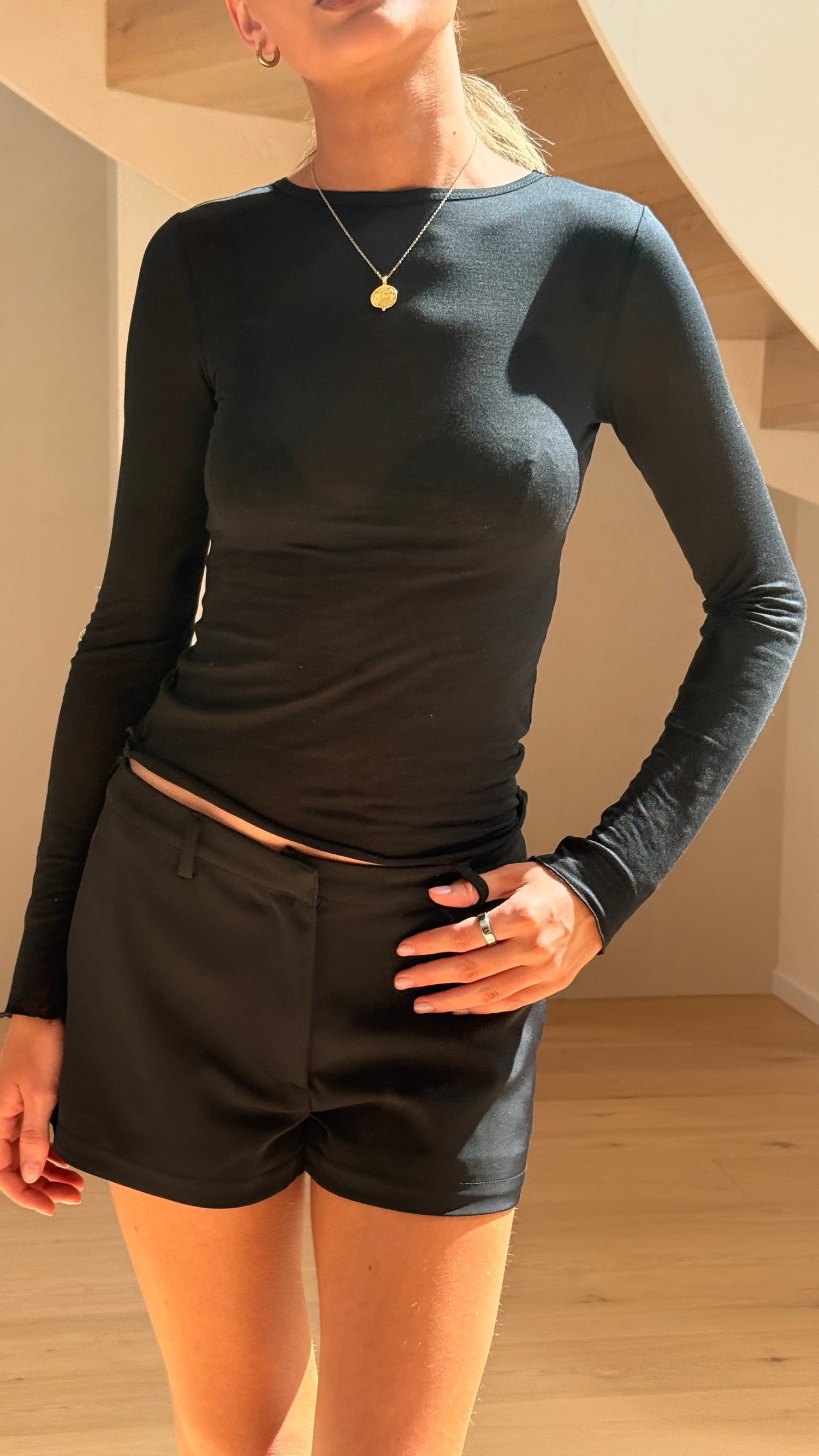 Lucy Sheer Long Sleeve Top - Black - Billy J