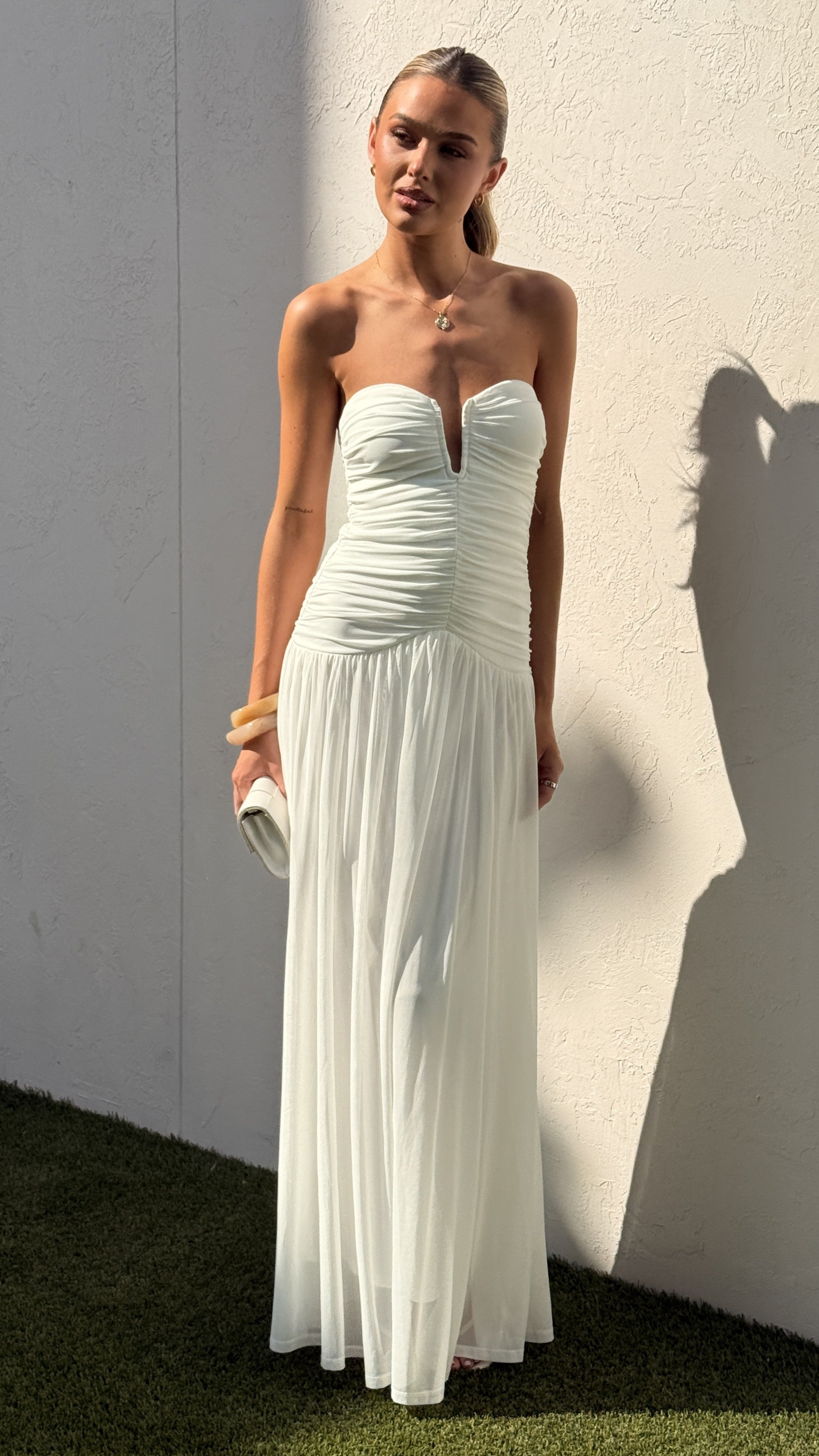 Giselle Strapless Maxi Dress - White - Billy J