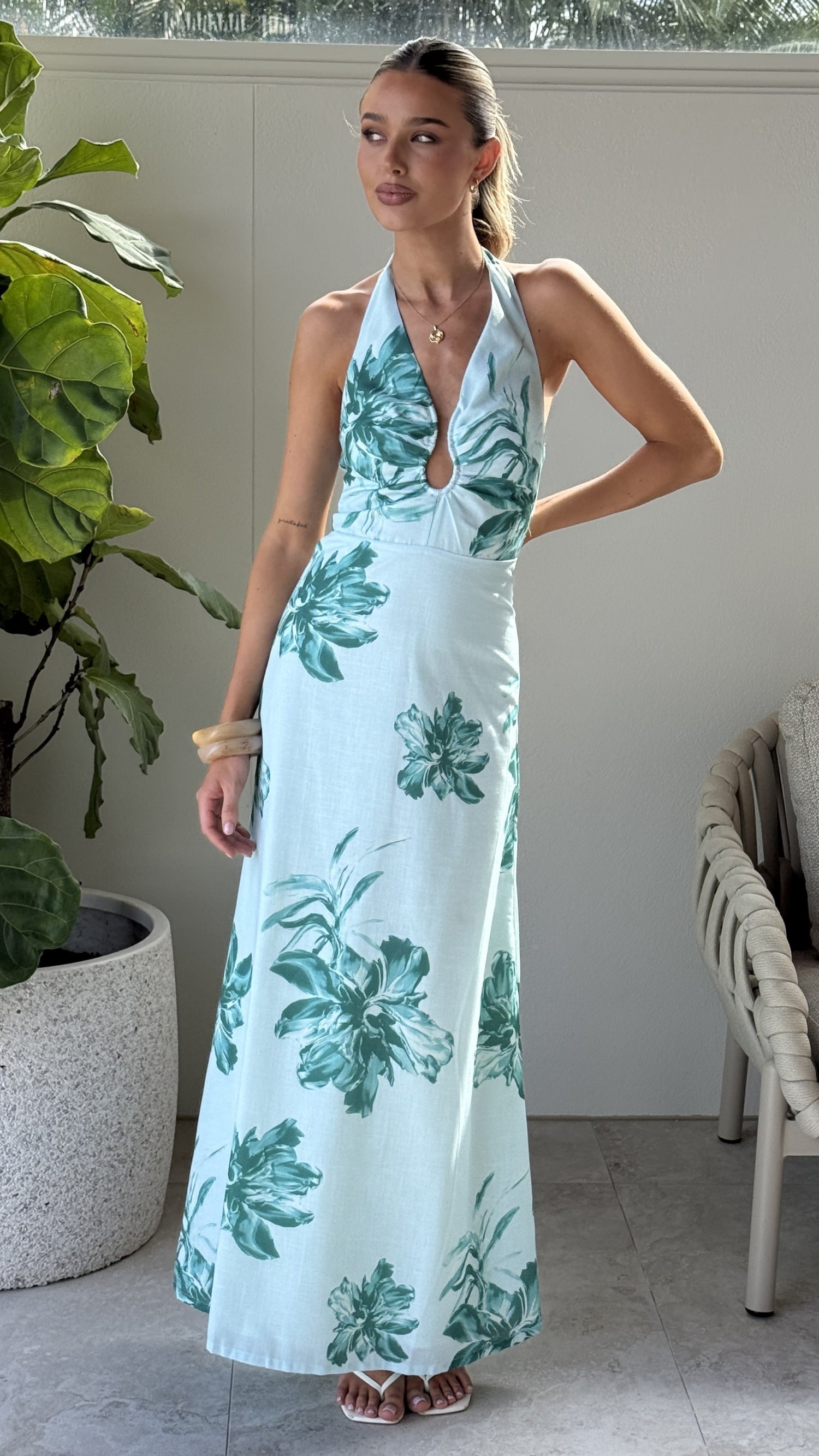 Larna Maxi Dress - Mint Floral - Billy J