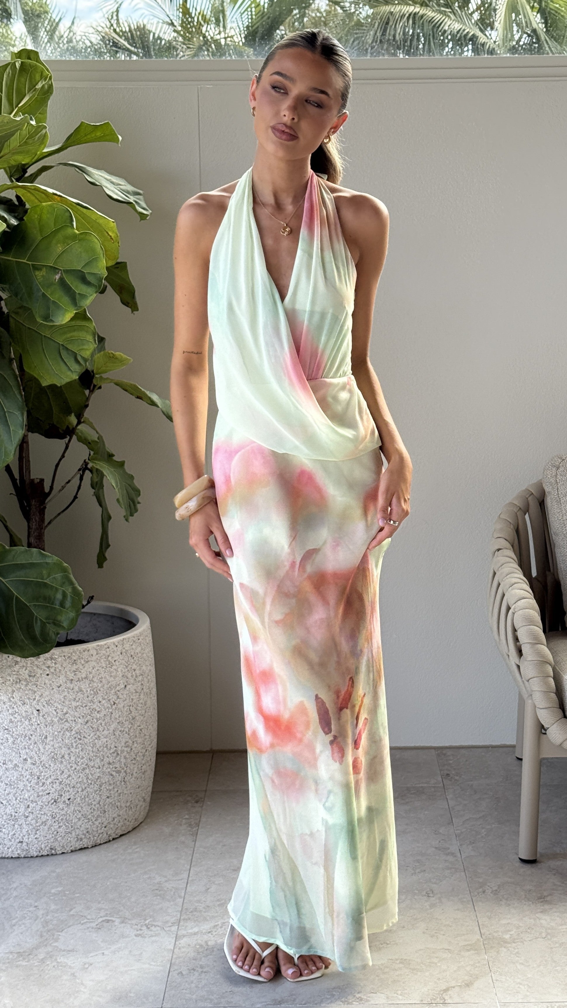 Revi Maxi Dress - Mint/Pink - Billy J