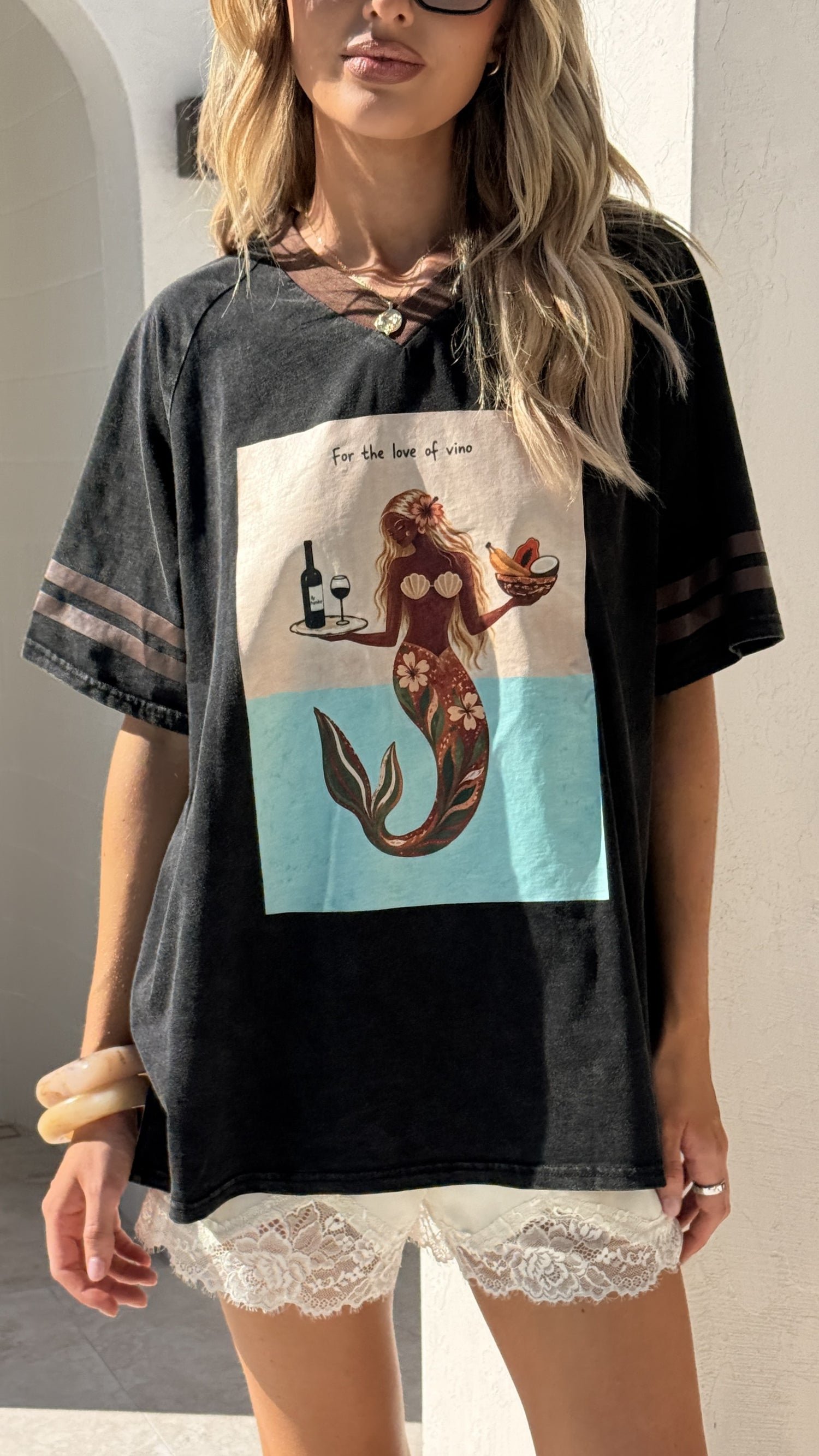 Love Of Vino Tee - Black/Choc - Billy J