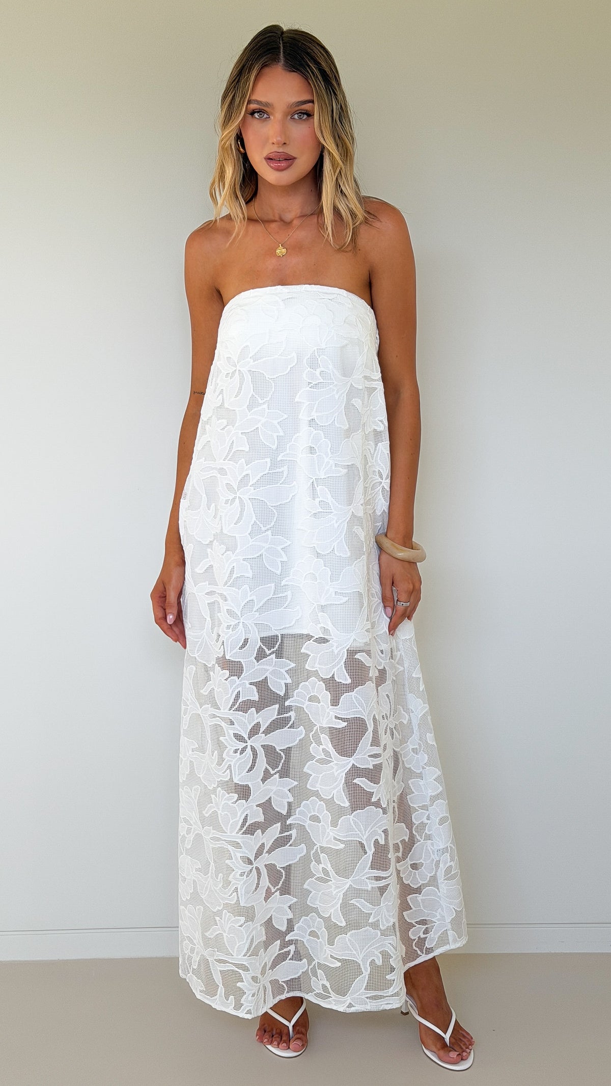 Estelle Maxi Dress - White Bloom Lace - Billy J
