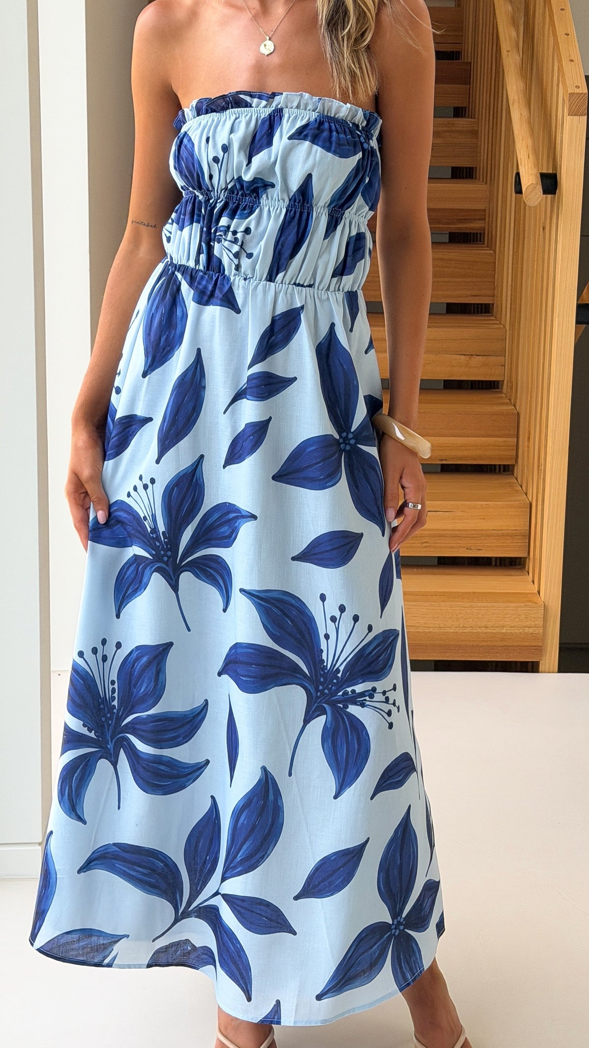Angela Maxi Dress - Blue Floral - Billy J