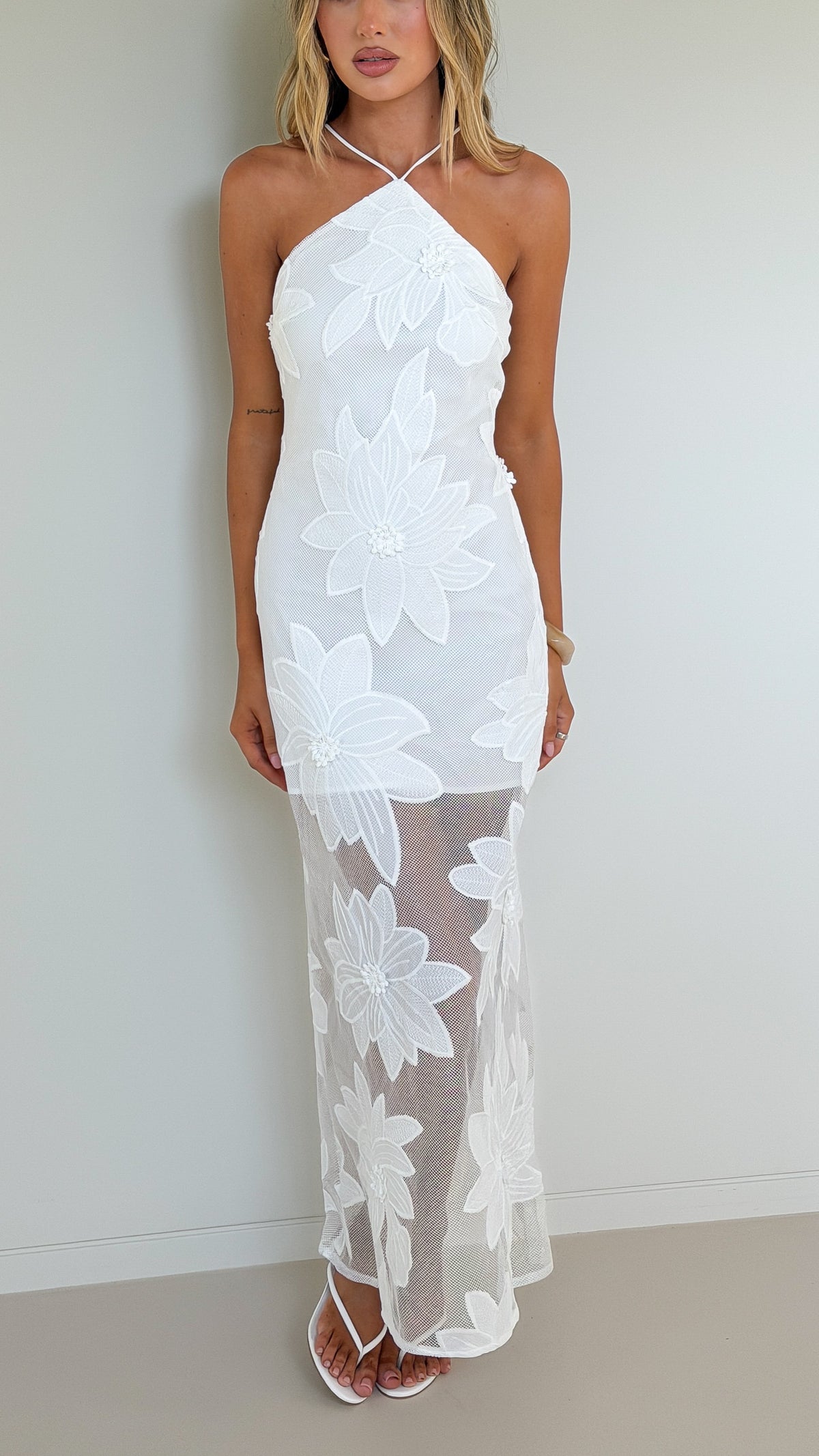 Colette Lace Maxi Dress - White - Billy J