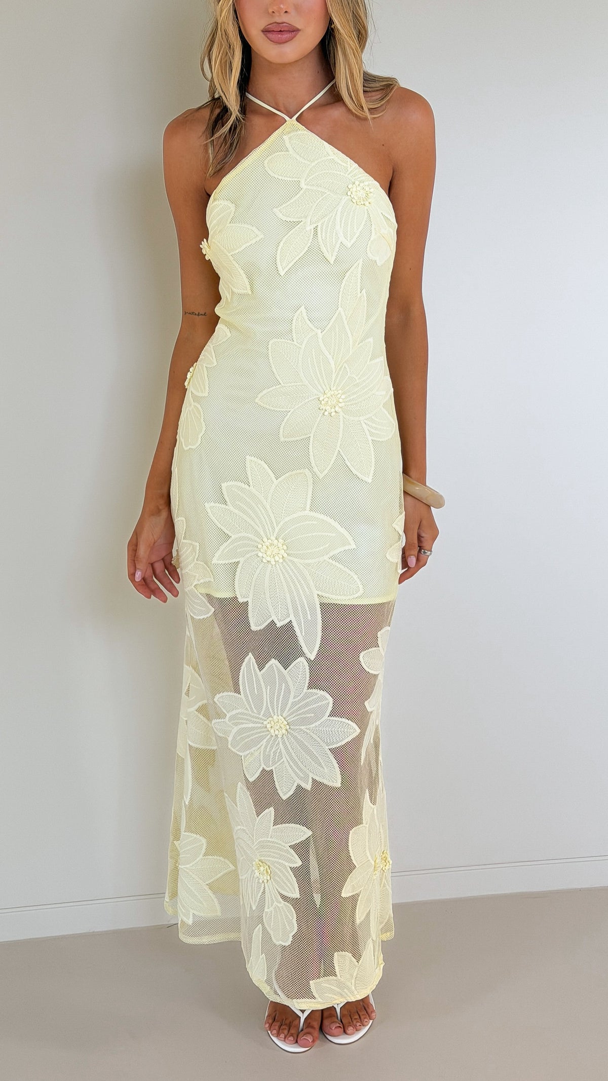 Colette Lace Maxi Dress - Yellow - Billy J