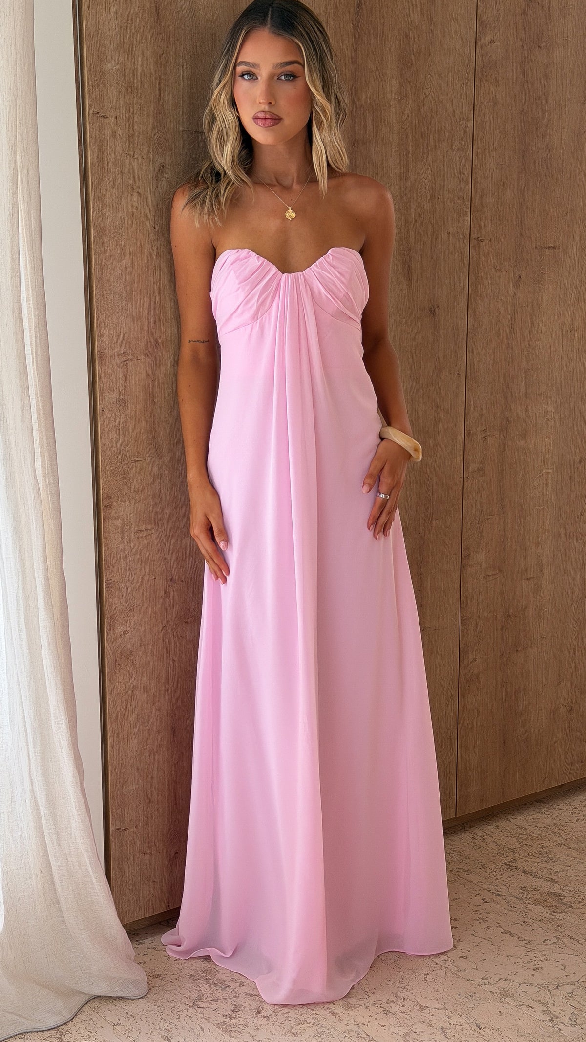 Olivia Strapless Maxi Dress - Pink - Billy J