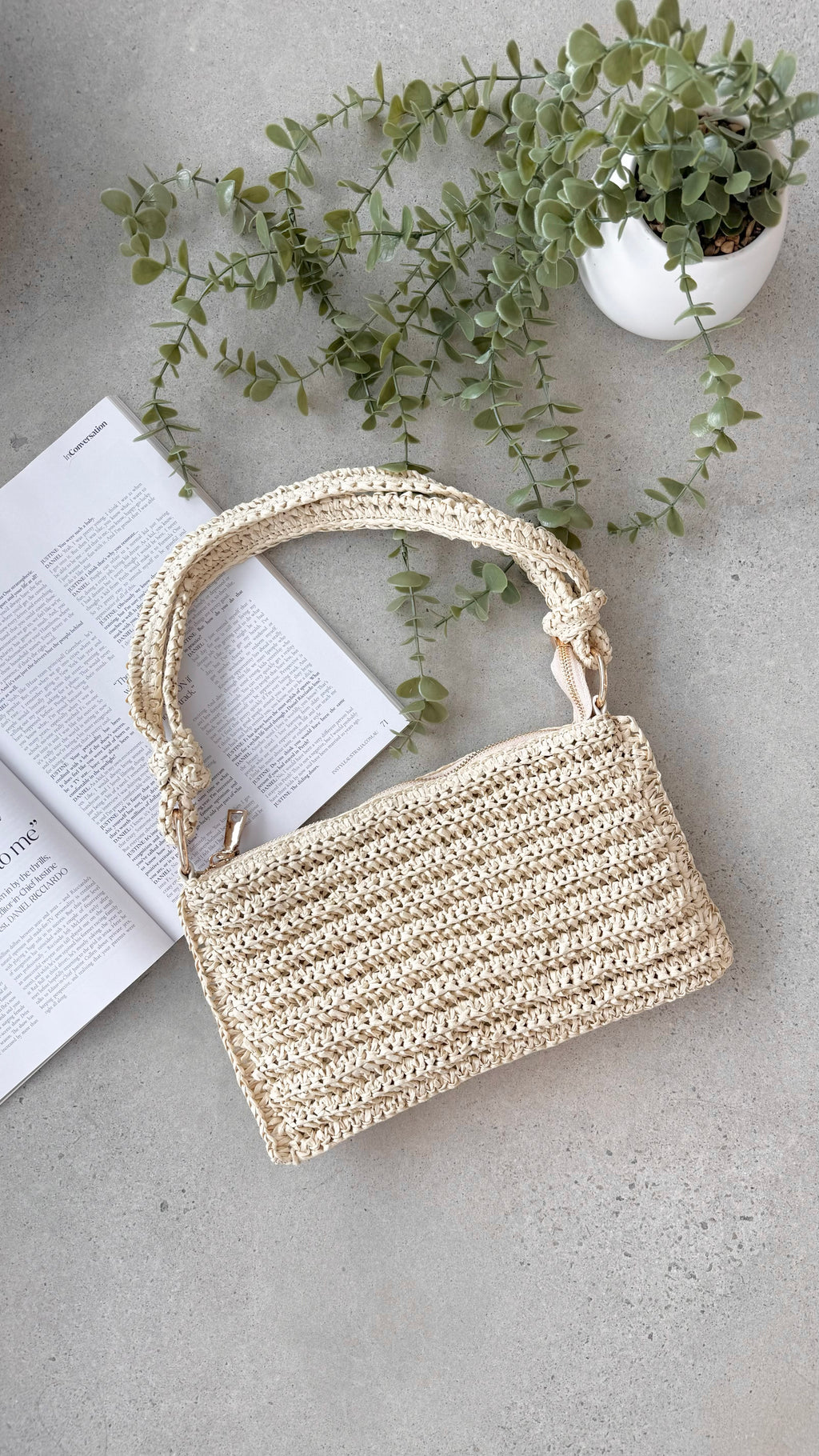 Aquila Shoulder Bag - Natural Raffia - Billy J