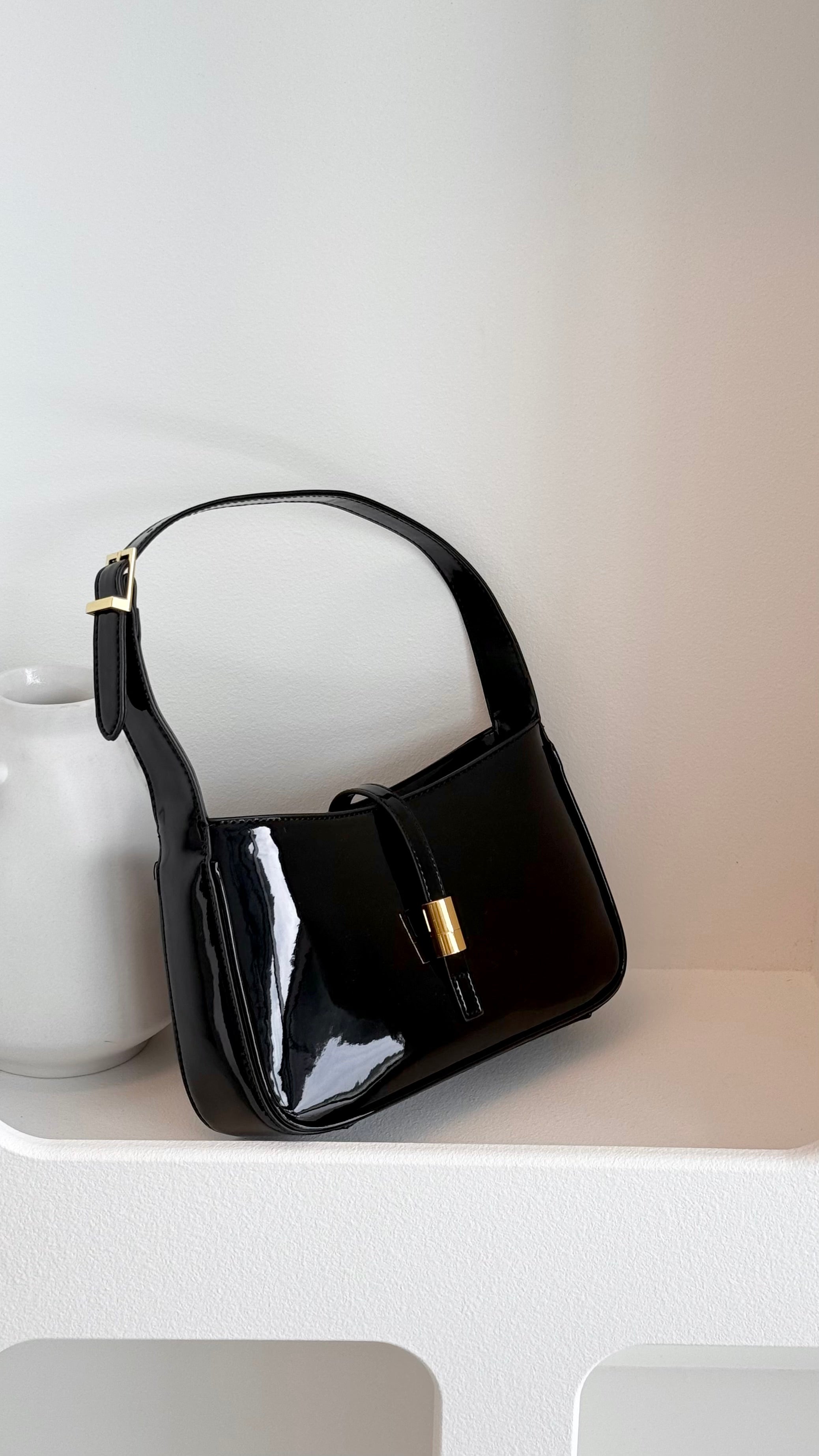 Clara Shoulder Bag - Black Patent - Billy J