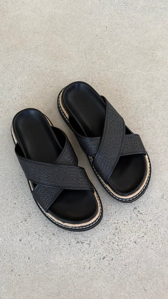 Aysha Slide - Black Raffia - Billy J