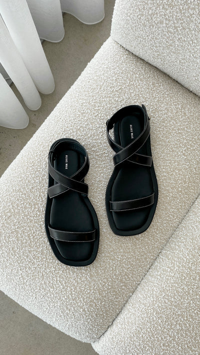 Load image into Gallery viewer, Kenia Sandals - Black Leather - Billy J
