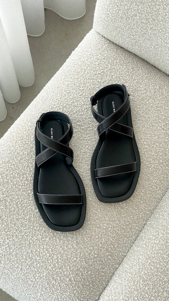 Kenia Sandals - Black Leather - Billy J