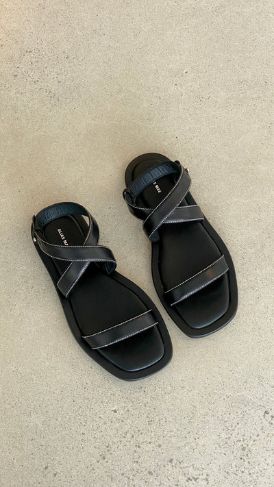 Load image into Gallery viewer, Kenia Sandals - Black Leather - Billy J
