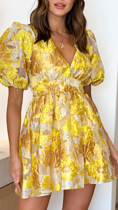Load image into Gallery viewer, Abel Mini Dress - Yellow - Billy J
