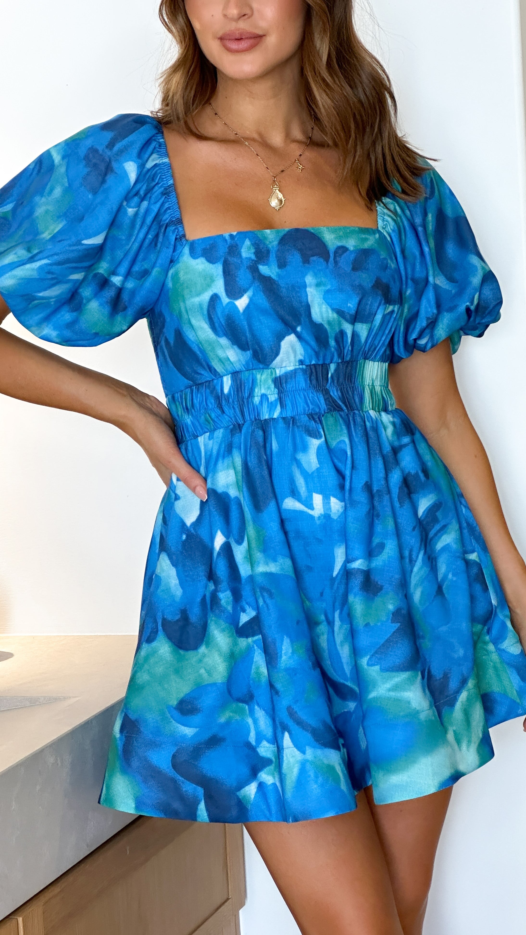Vanessa Mini Dress - Blue Floral
