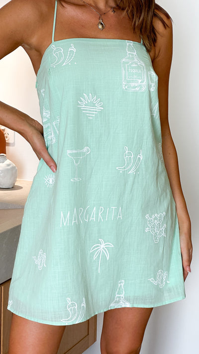 Load image into Gallery viewer, Bethani Mini Dress - Mint / White Margarita
