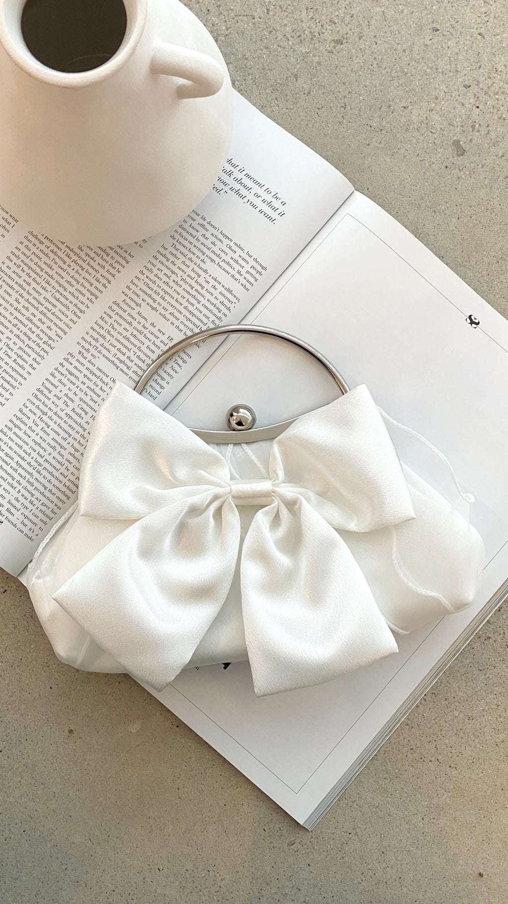 Satin Bow Clutch - White - Billy J