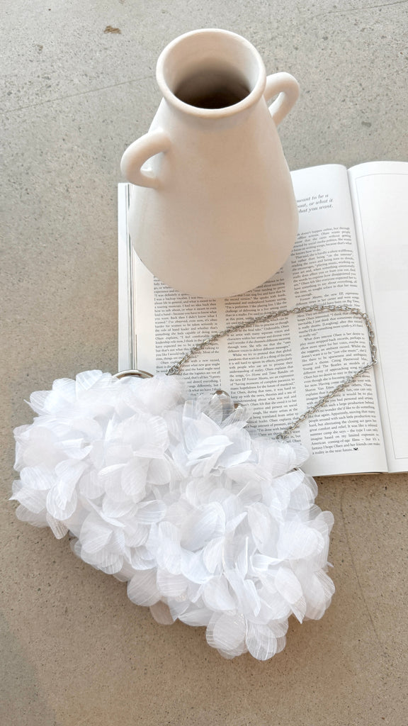 Chiffon Ruffle Clutch - White - Billy J