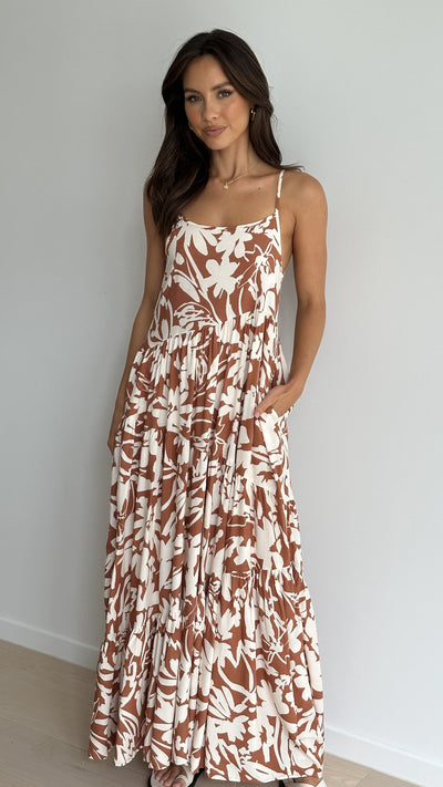 Load image into Gallery viewer, Isola Maxi Dress - Beige/White
