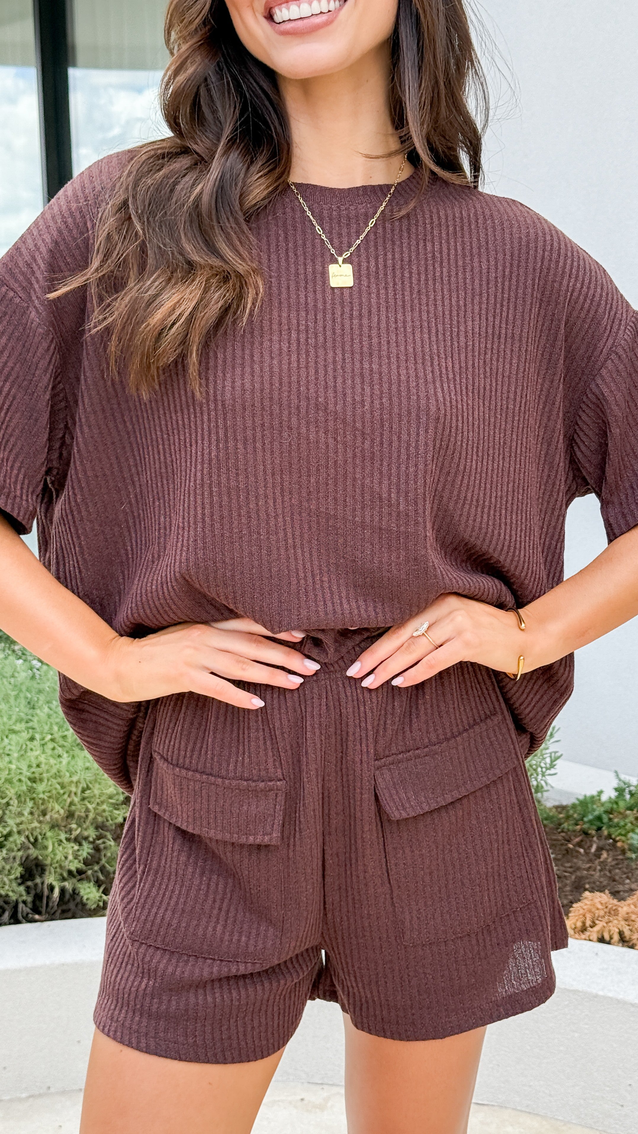 Selma Top and Shorts Set - Chocolate - Billy J