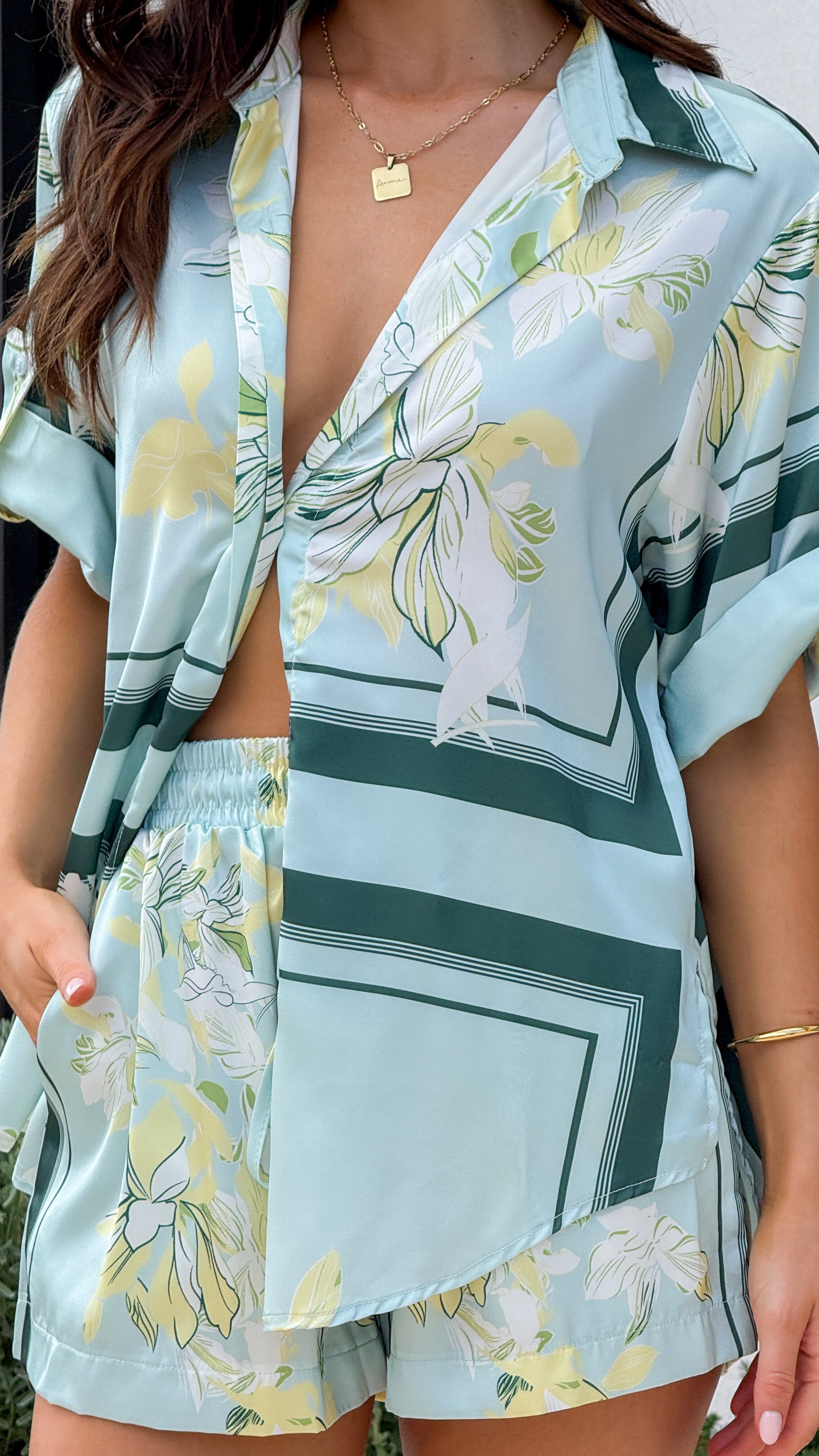 Alma Shorts - Aqua/Yellow Print - Billy J