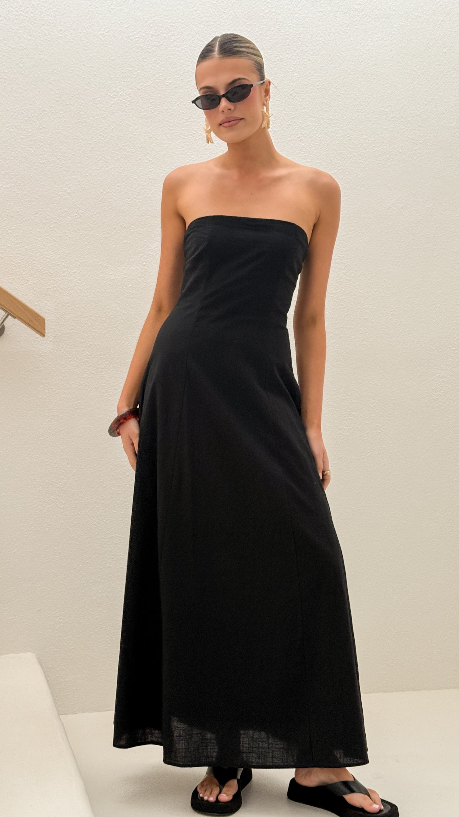 Astrid Strapless Maxi Dress - Black - Billy J