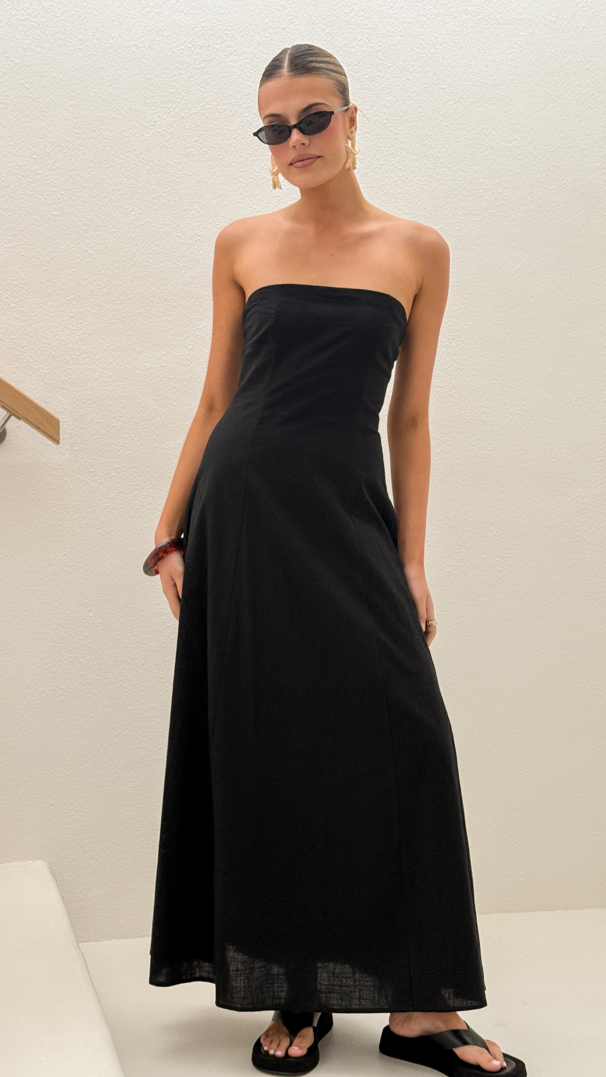 Astrid Strapless Maxi Dress - Black - Billy J