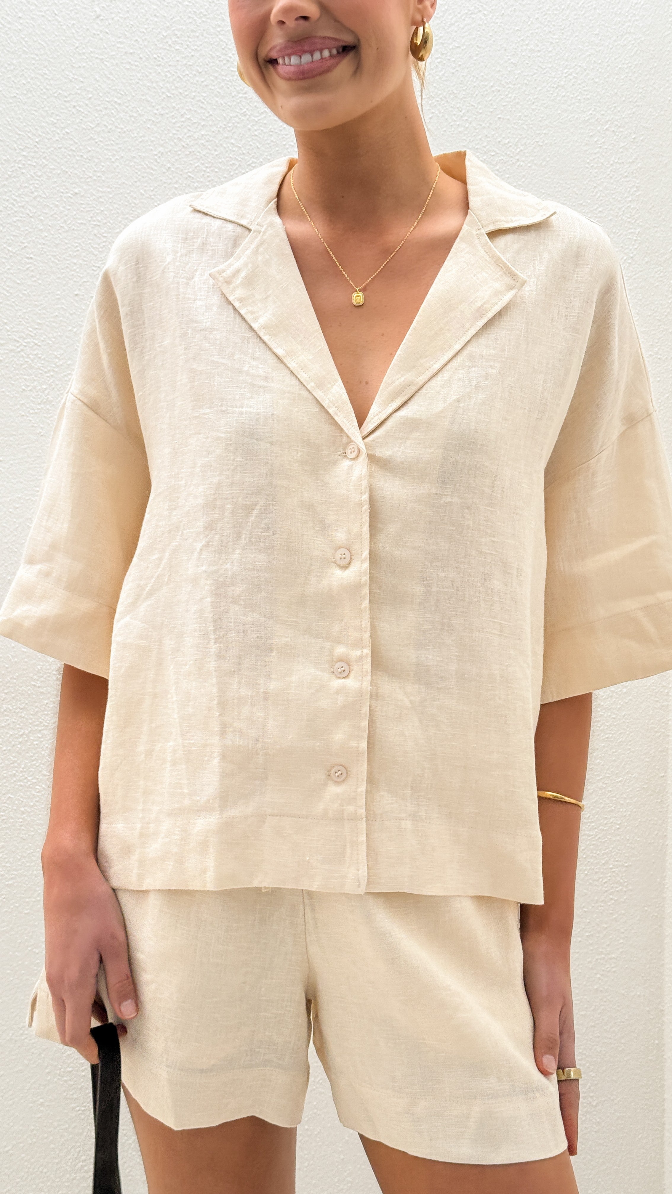 Luna Button Up Shirt - Natural - Billy J