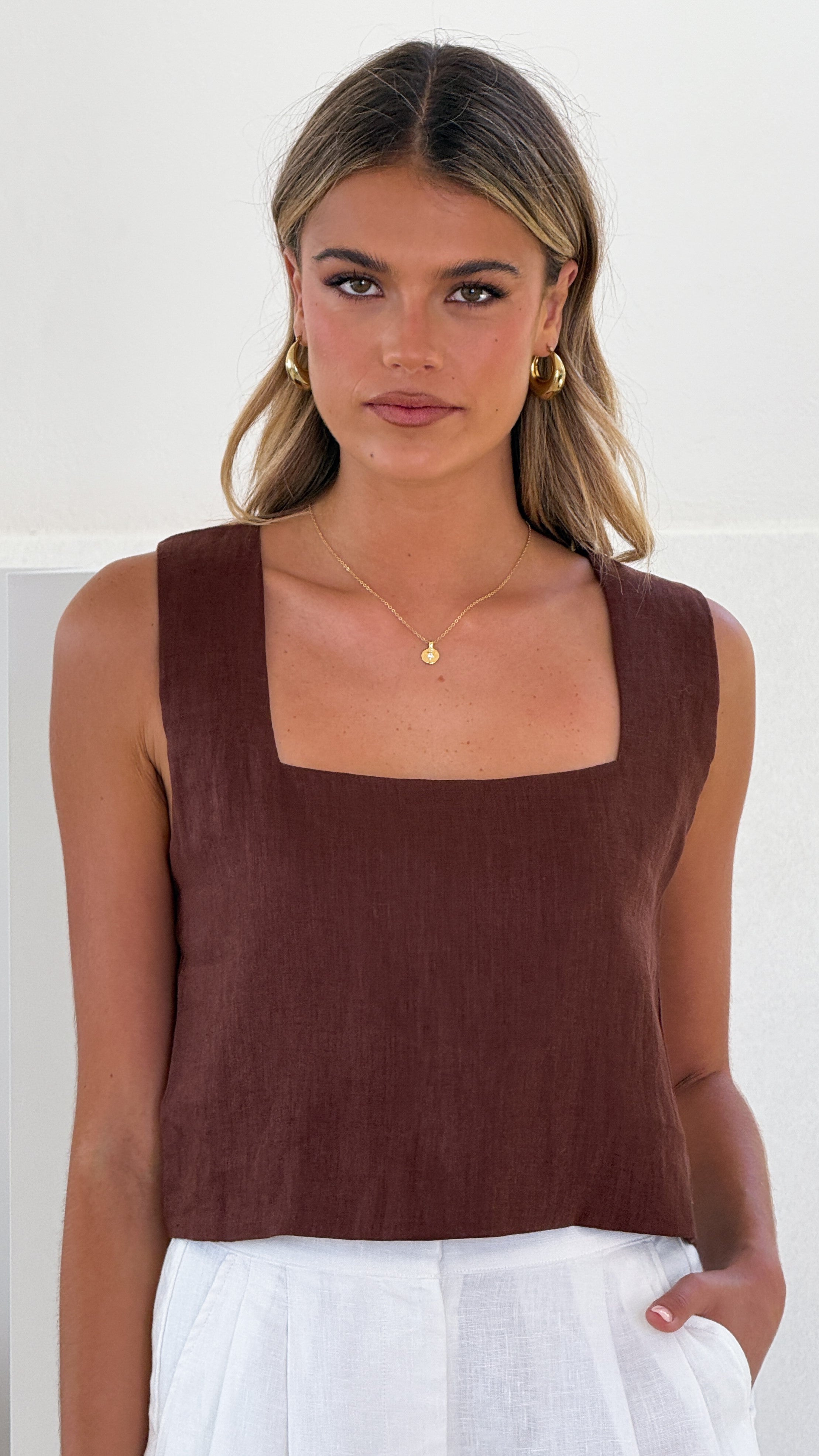 Tillie Crop Top - Light Brown - Billy J