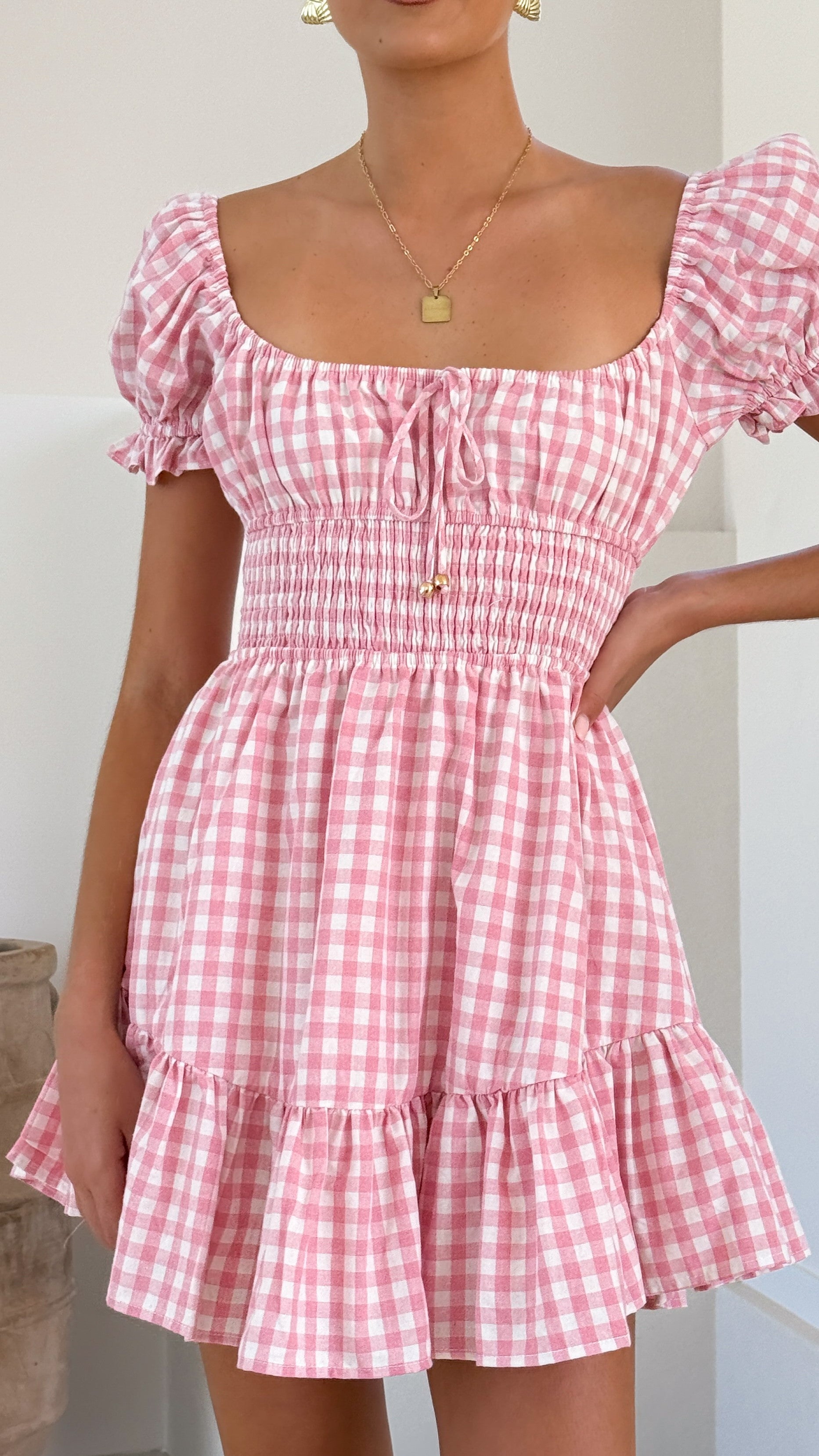 Kori Mini Dress - Pink Check - Billy J