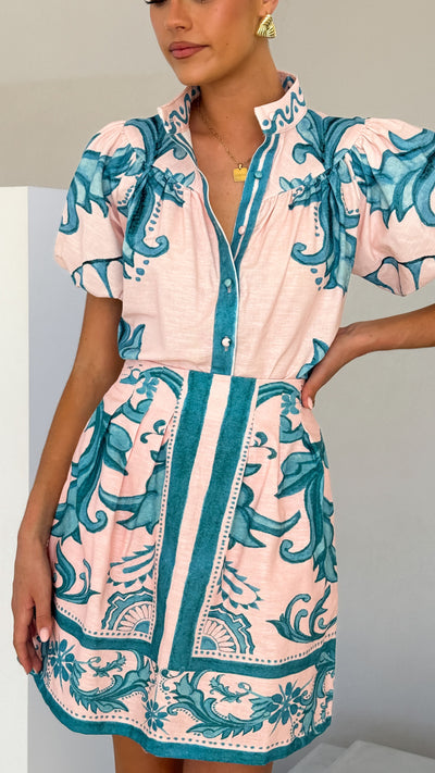 Load image into Gallery viewer, Lanie Shirt - Aqua / Pink Zayna - Billy J
