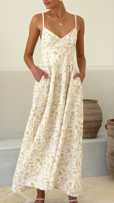 Load image into Gallery viewer, Azura Maxi Dress - Yellow Floral - Billy J
