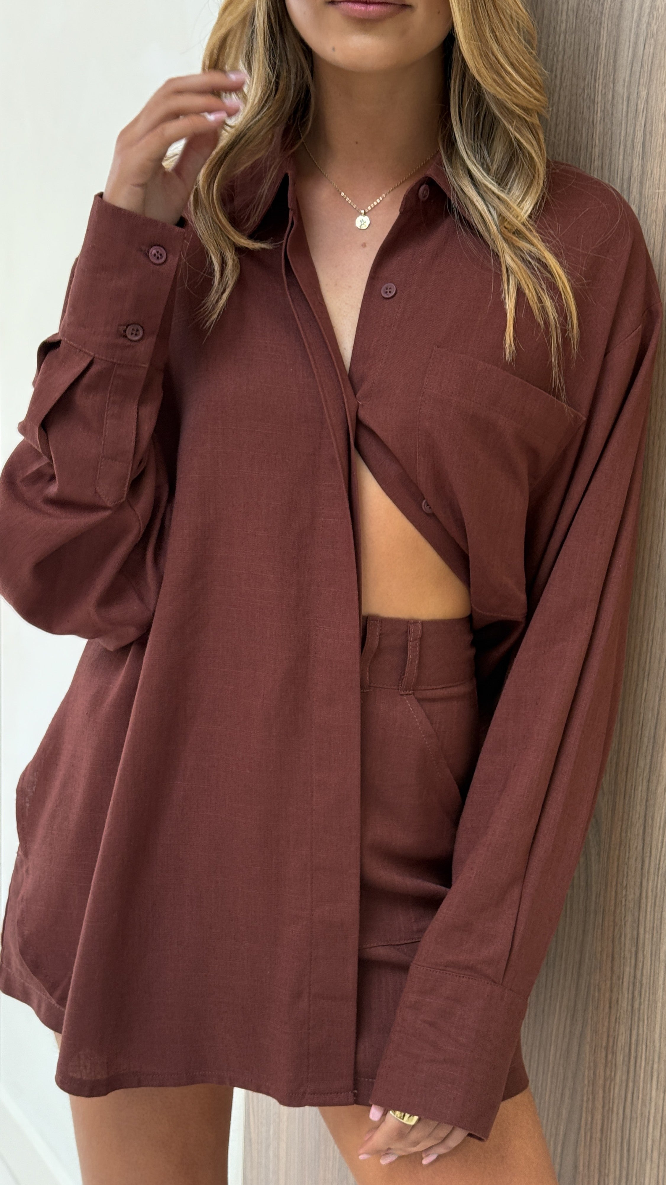 Charla Mini Skort - Brown - Billy J