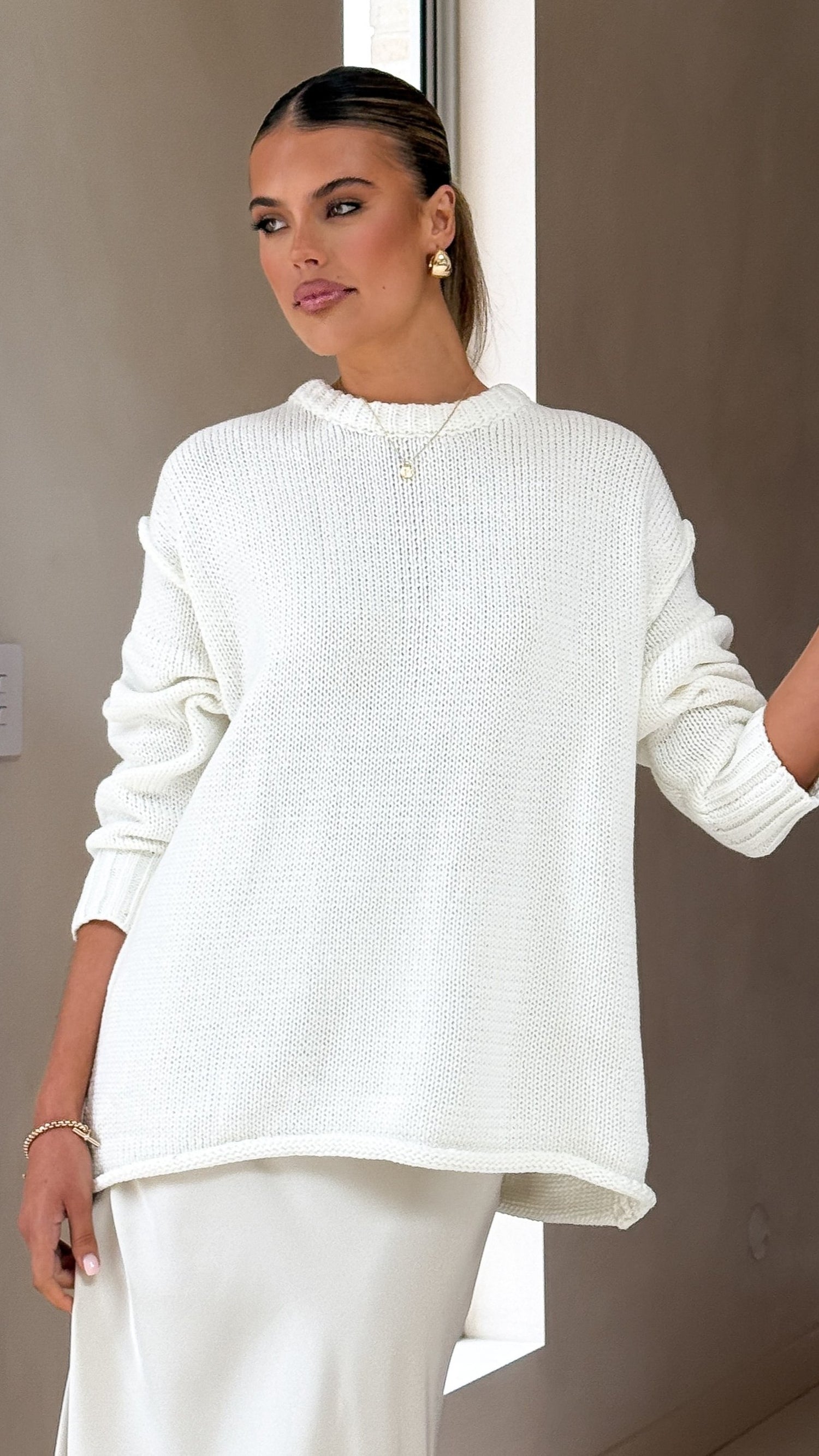 Delvine Knit Jumper - Cream - Billy J